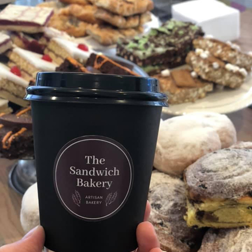 Coffee cup, cakes, The Sandwich Bakery Company, Sandwich, Kent