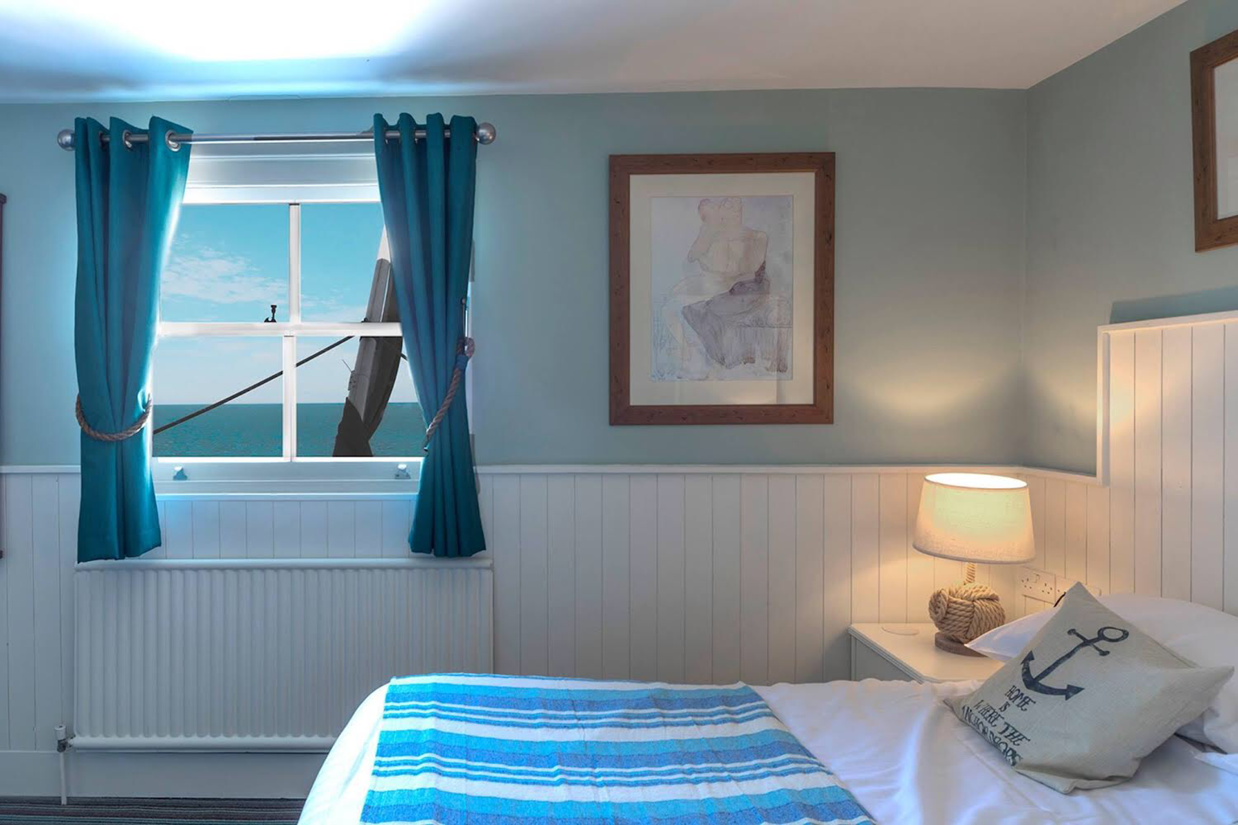 The Clarendon Hotel, Deal, guest room interior, sea view